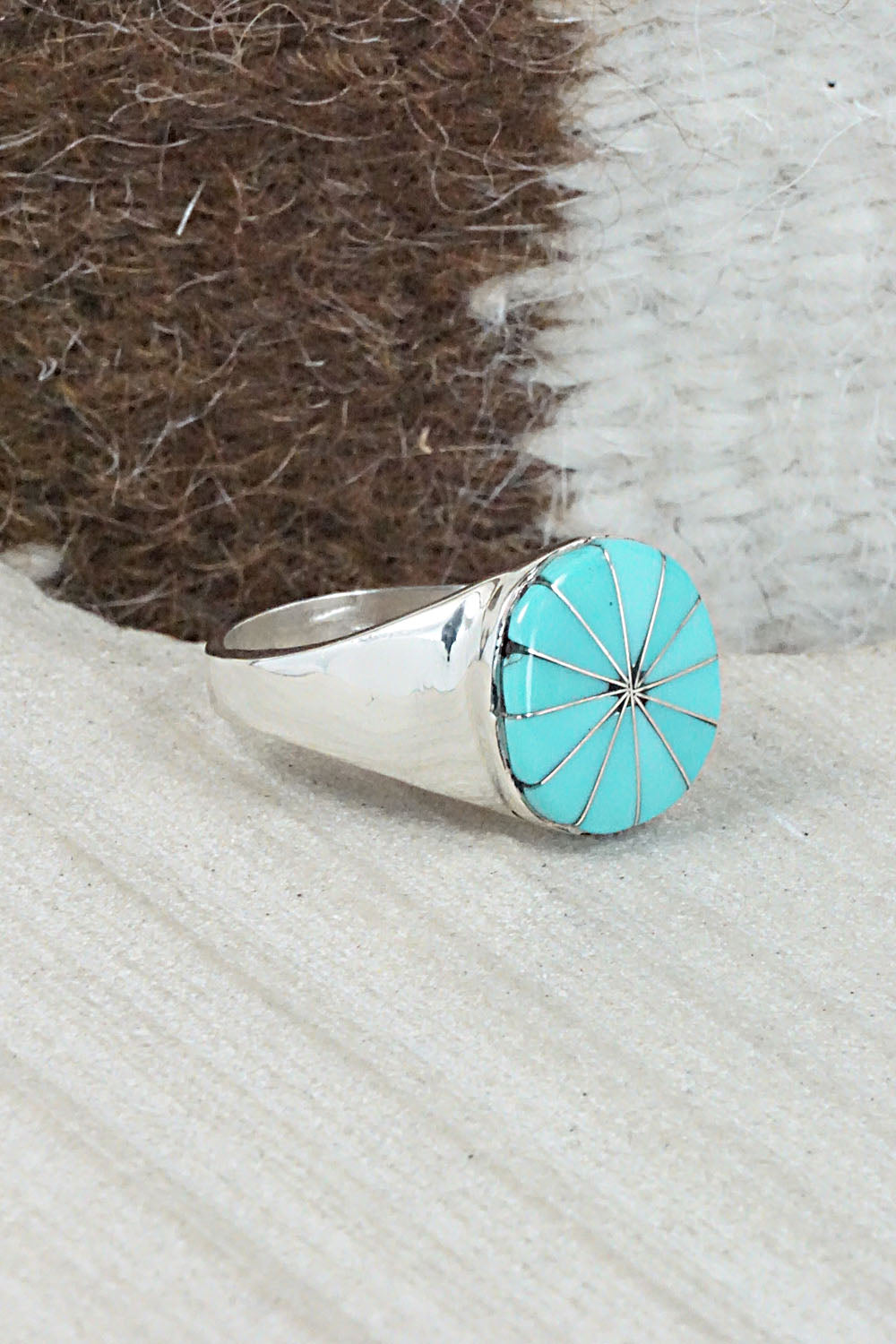 Turquoise & Sterling Silver Ring - Johnson Laweka - Size 11