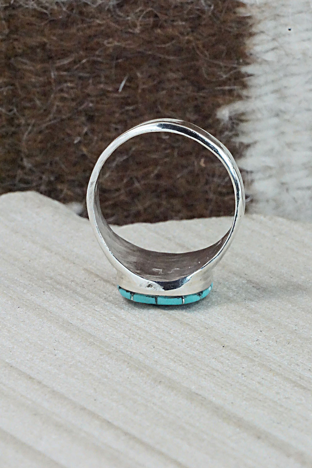 Turquoise & Sterling Silver Ring - Johnson Laweka - Size 11