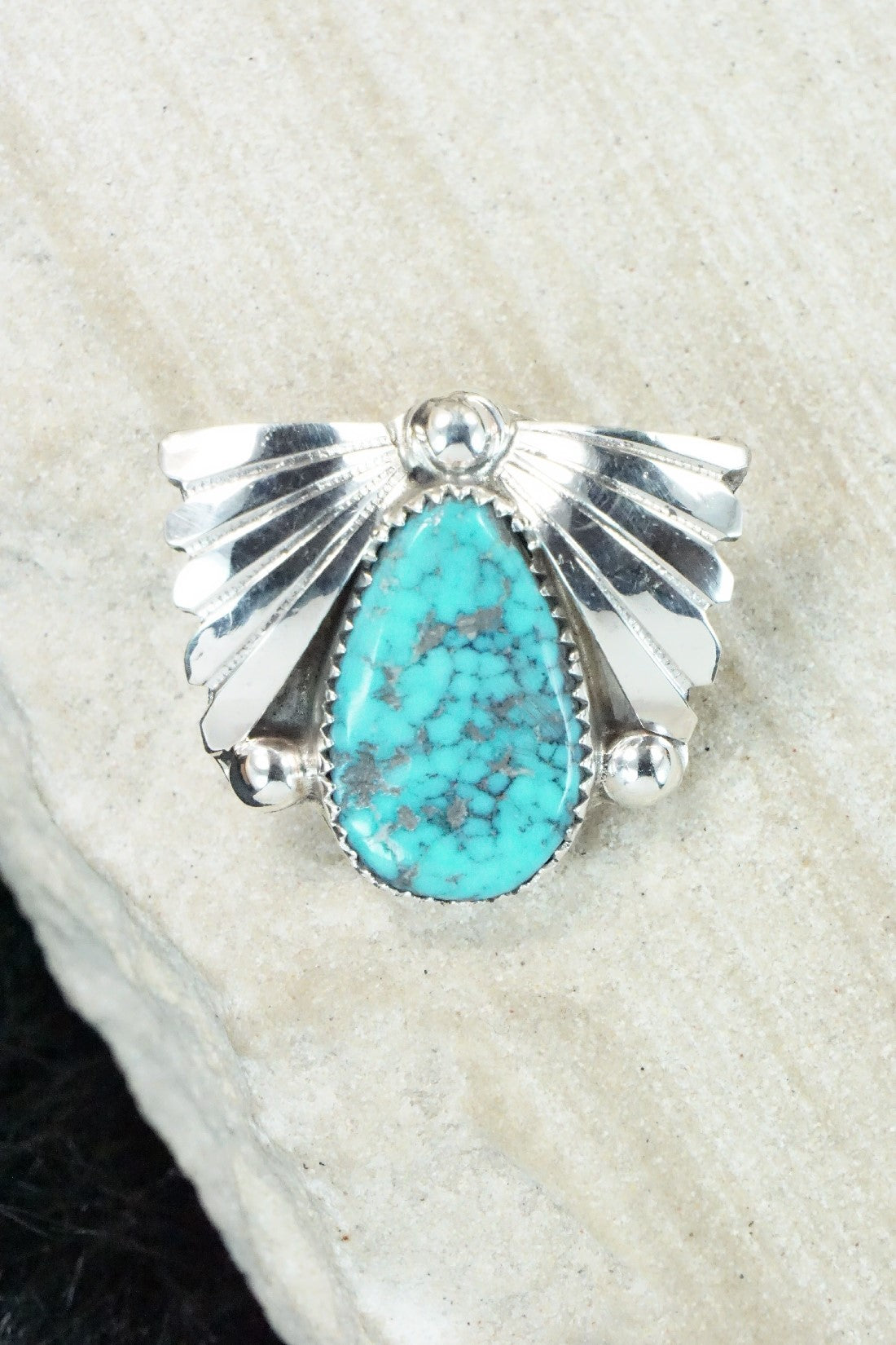 Turquoise & Sterling Silver Pendant - Lyolita Tsattie
