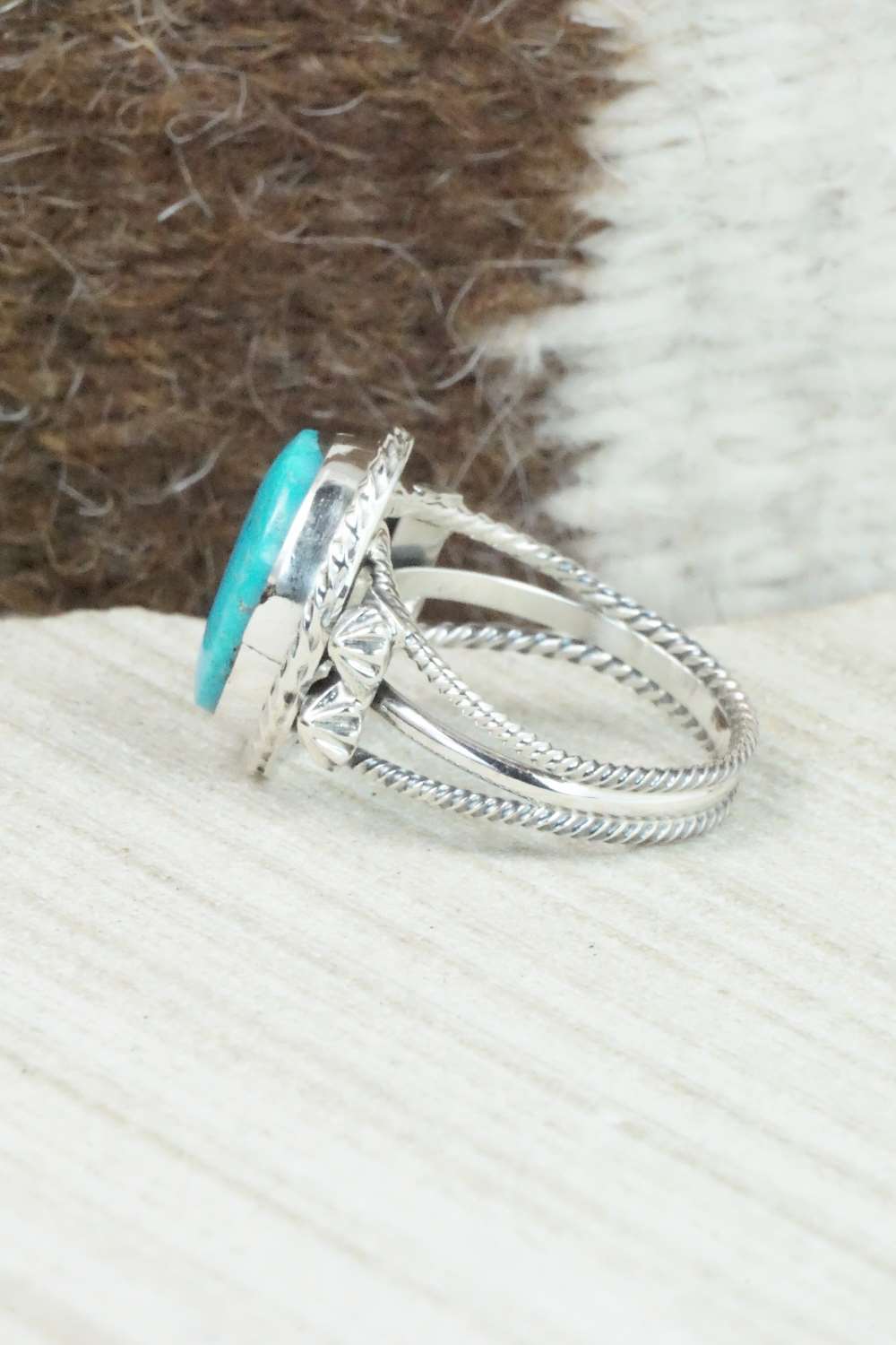 Turquoise & Sterling Silver Ring - Samuel Yellowhair - Size 8.75