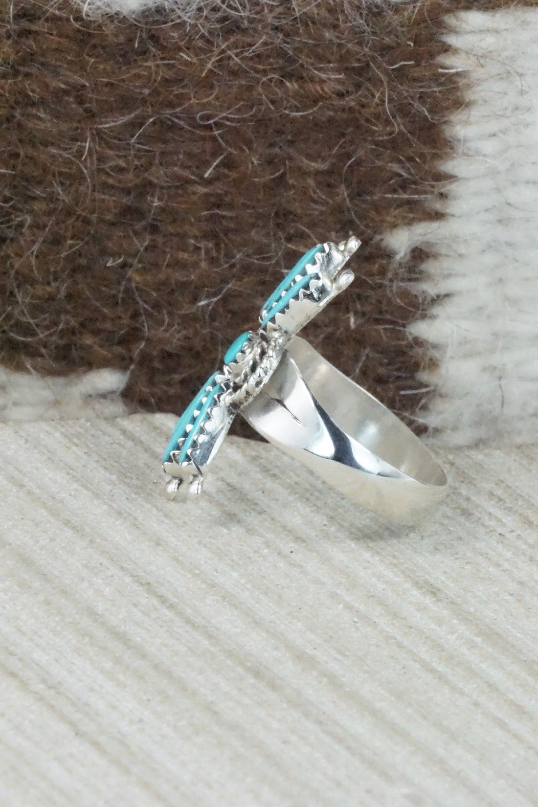 Turquoise & Sterling Silver Ring - Jack Etsate - Size 7.25