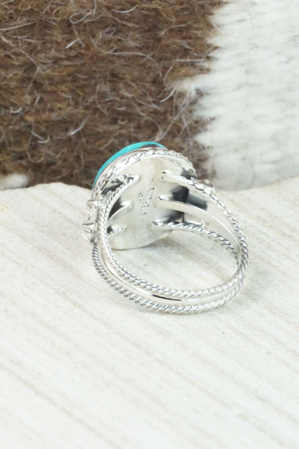 Turquoise & Sterling Silver Ring - Samuel Yellowhair - Size 8.75