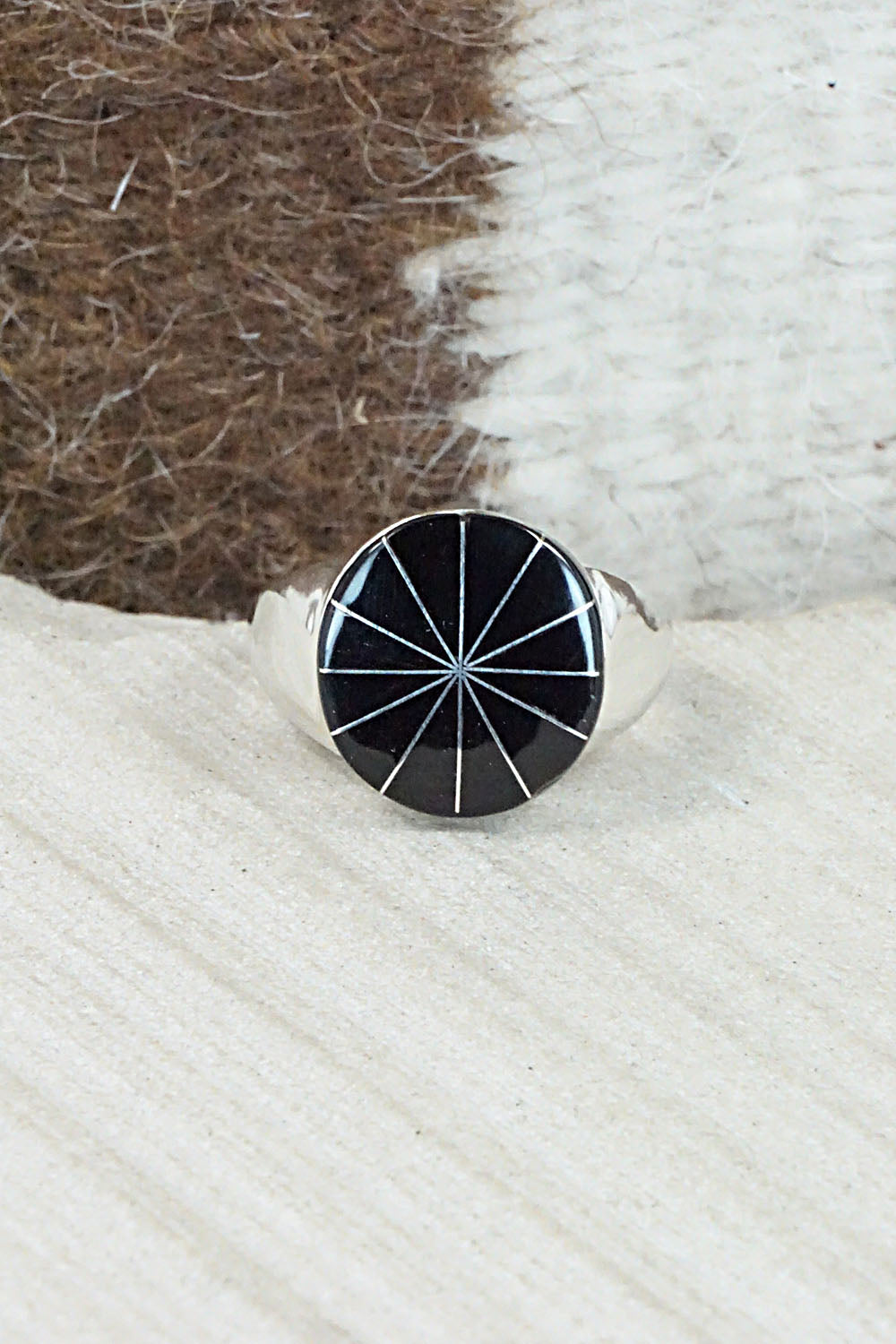 Onyx & Sterling Silver Ring - Johnson Laweka - Size 9.5