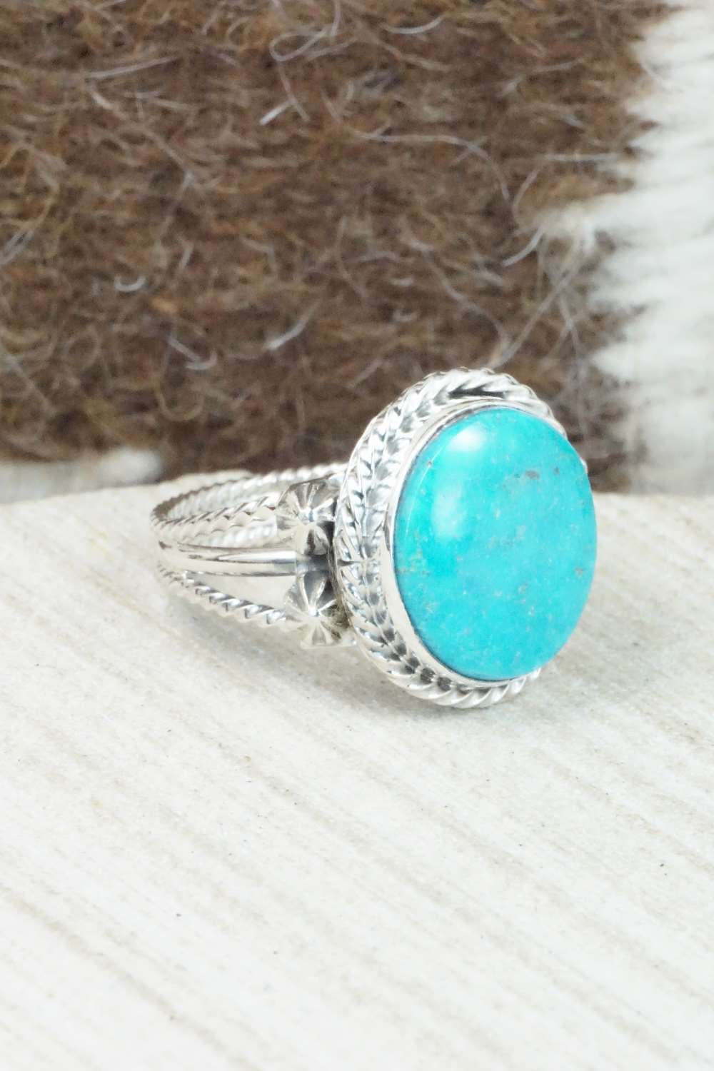 Turquoise & Sterling Silver Ring - Samuel Yellowhair - Size 8.75