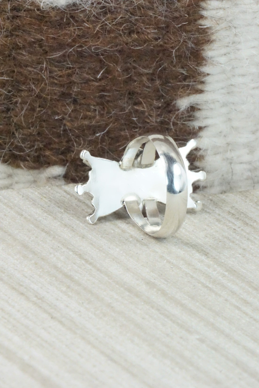 Turquoise & Sterling Silver Ring - Jack Etsate - Size 7.75
