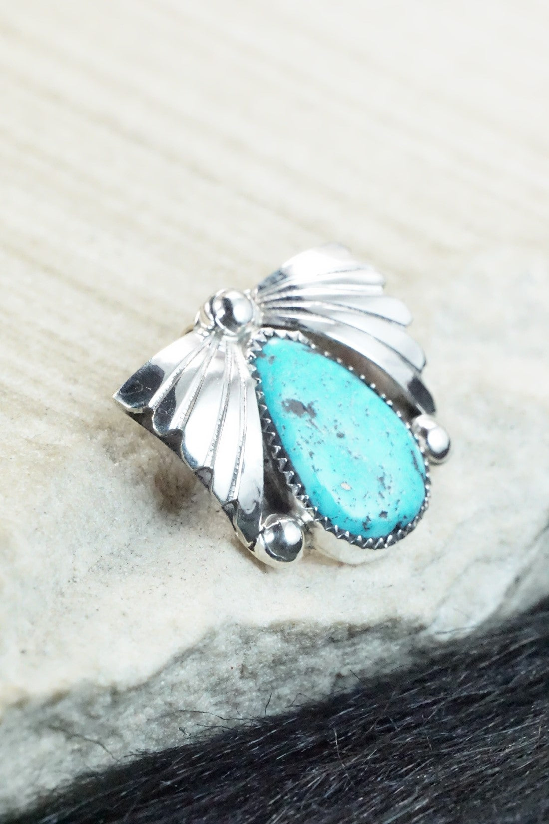 Turquoise & Sterling Silver Pendant - Lyolita Tsattie