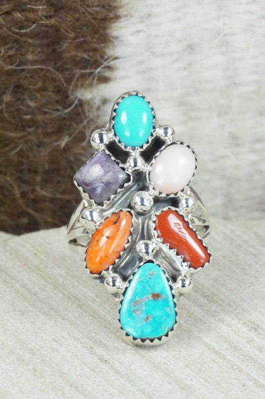 Multi Stone & Sterling Silver Ring - Roberta Begay - Size 8.25