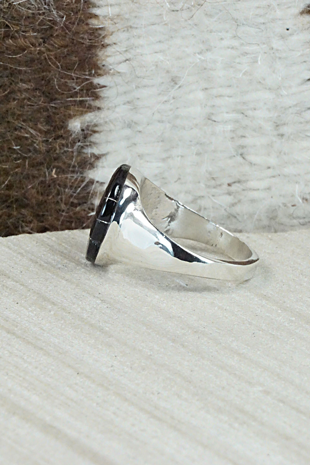 Onyx & Sterling Silver Ring - Johnson Laweka - Size 9.5