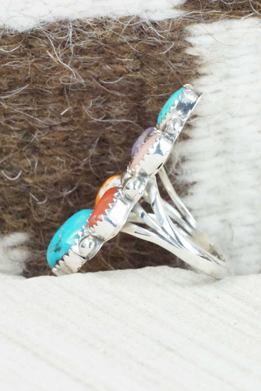 Multi Stone & Sterling Silver Ring - Roberta Begay - Size 7