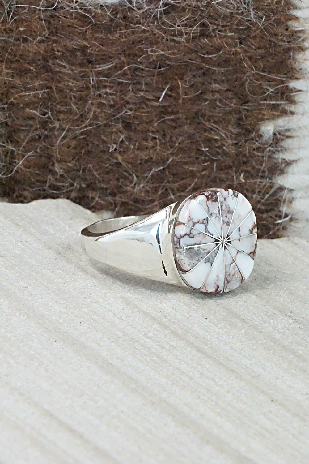 Wild Horse & Sterling Silver Ring - Johnson Laweka - Size 10.25