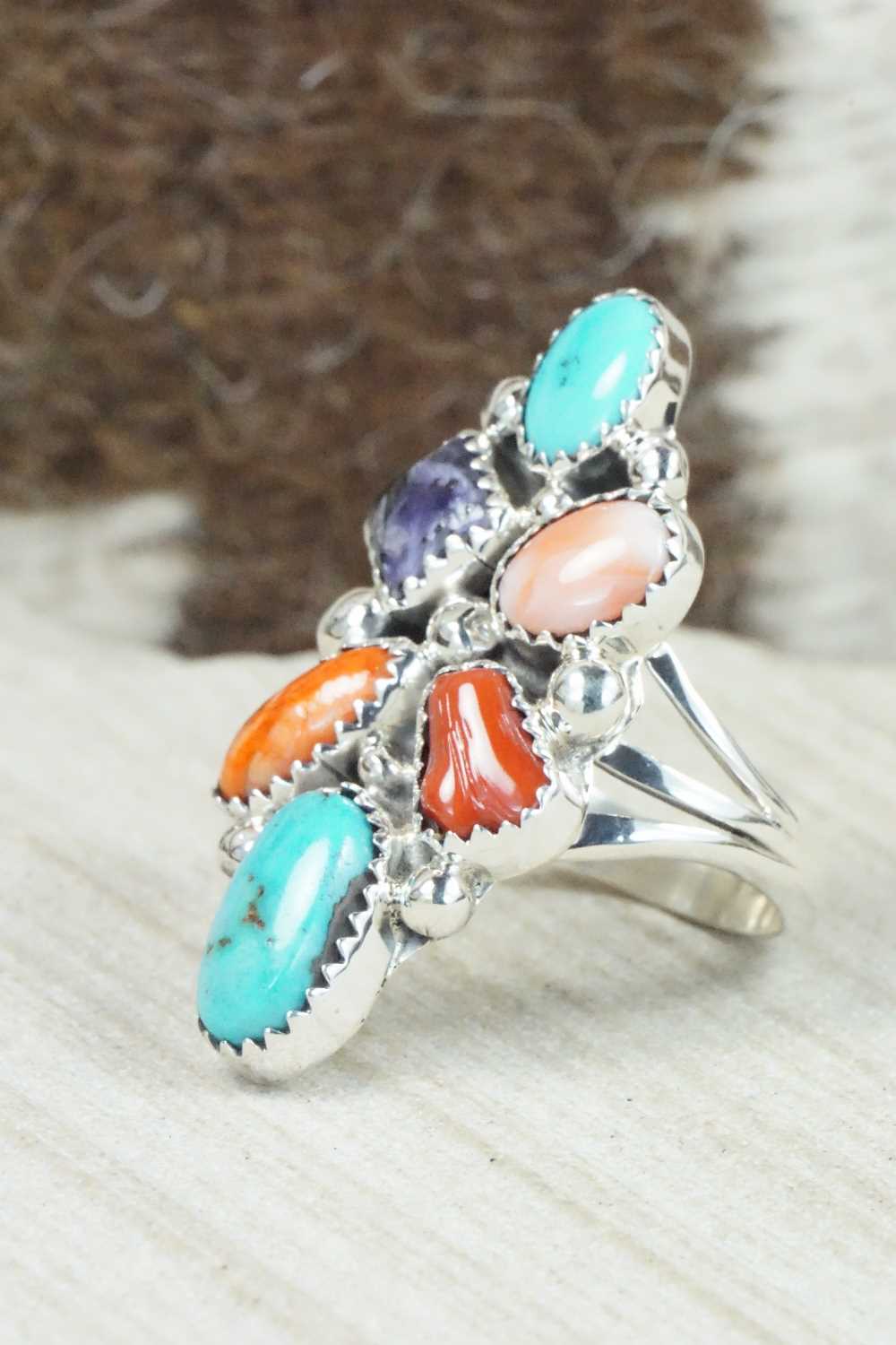 Multi Stone & Sterling Silver Ring - Roberta Begay - Size 8