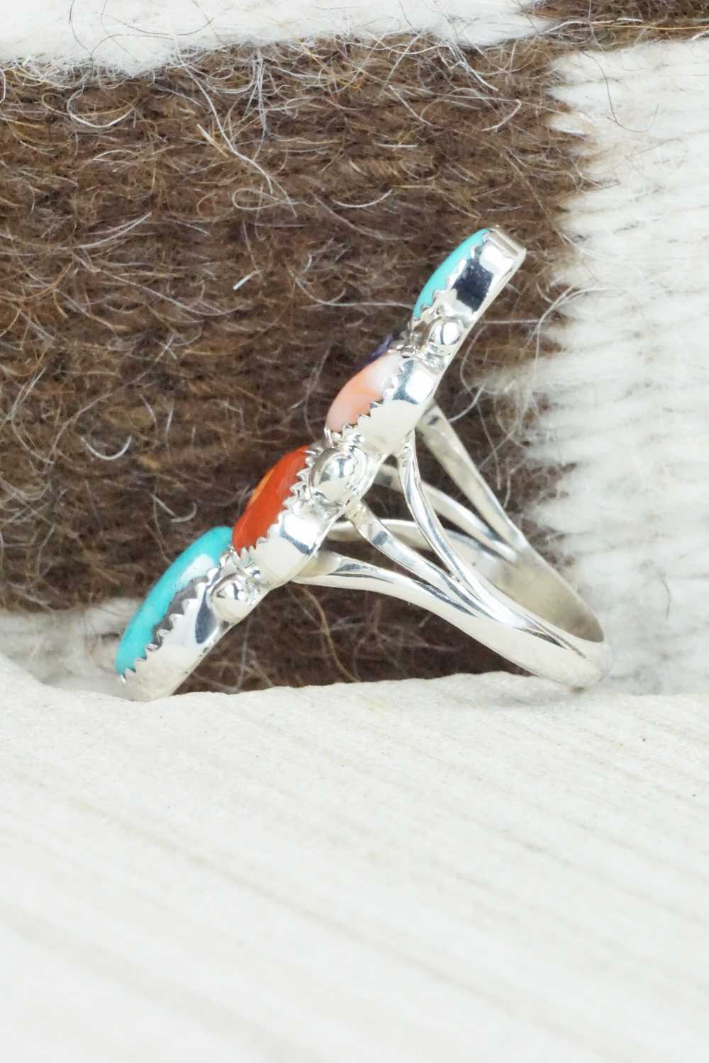 Multi Stone & Sterling Silver Ring - Roberta Begay - Size 8