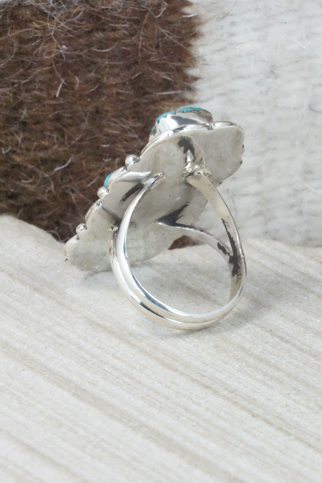 Turquoise & Sterling Silver Ring - Shirley Largo - Size 7.75