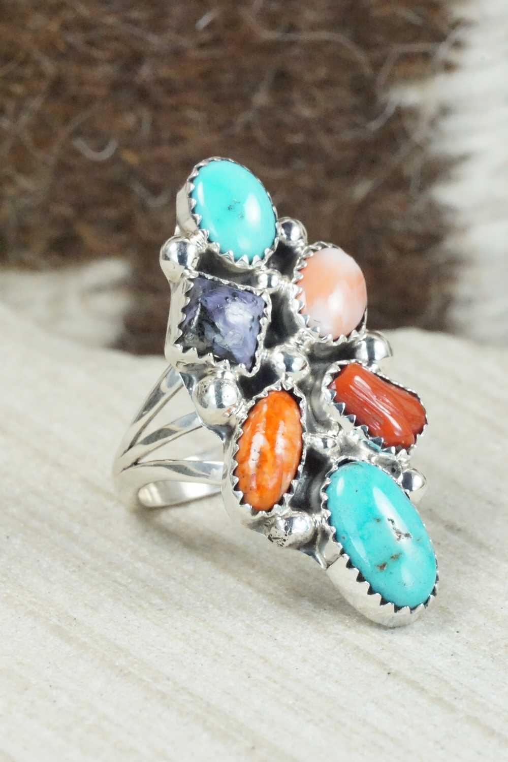 Multi Stone & Sterling Silver Ring - Roberta Begay - Size 8