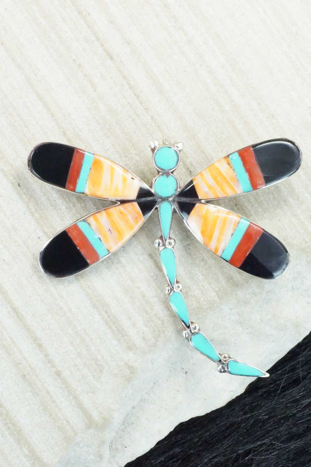 Multi Stone and Sterling Silver Inlay Pendant & Pin - Angus Ahiyite