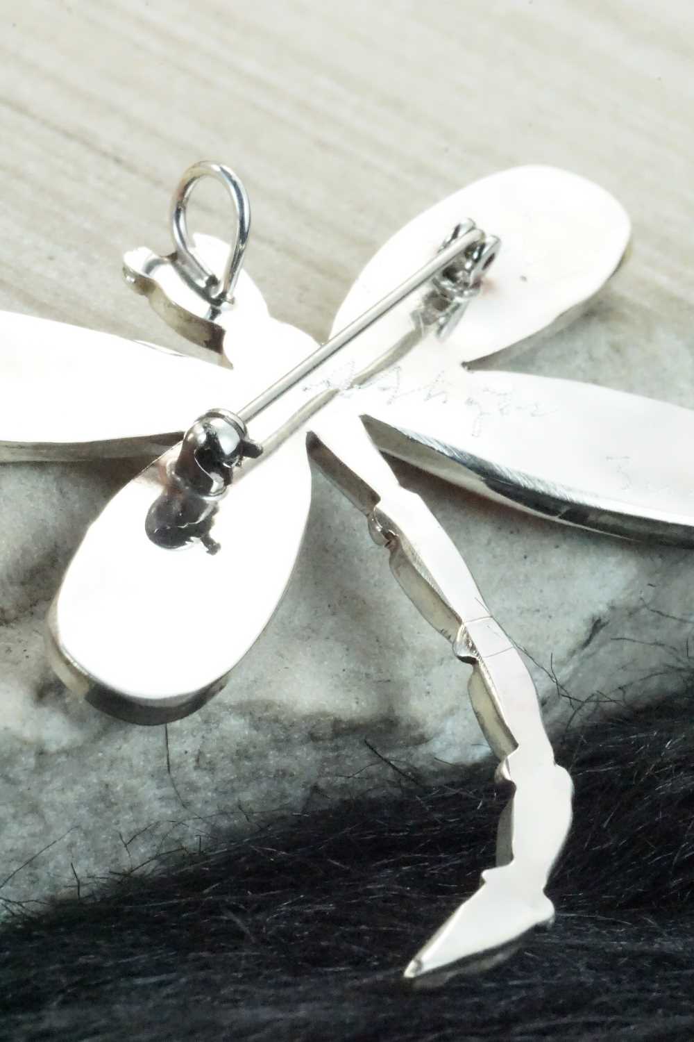Multi Stone and Sterling Silver Inlay Pendant & Pin - Angus Ahiyite