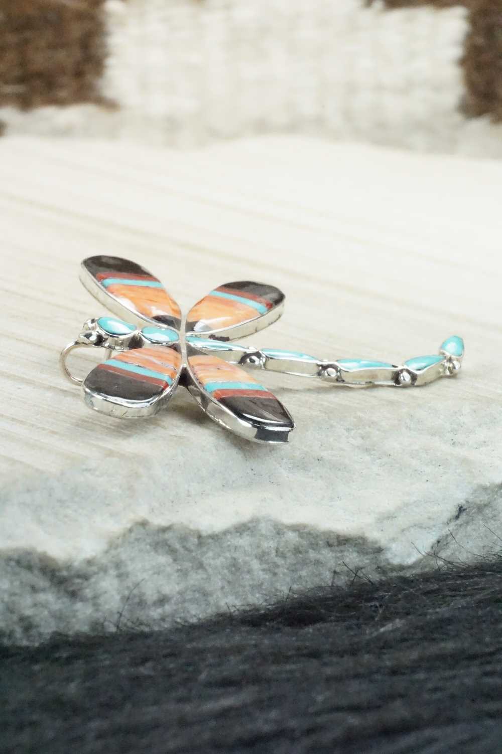 Multi Stone and Sterling Silver Inlay Pendant & Pin - Angus Ahiyite