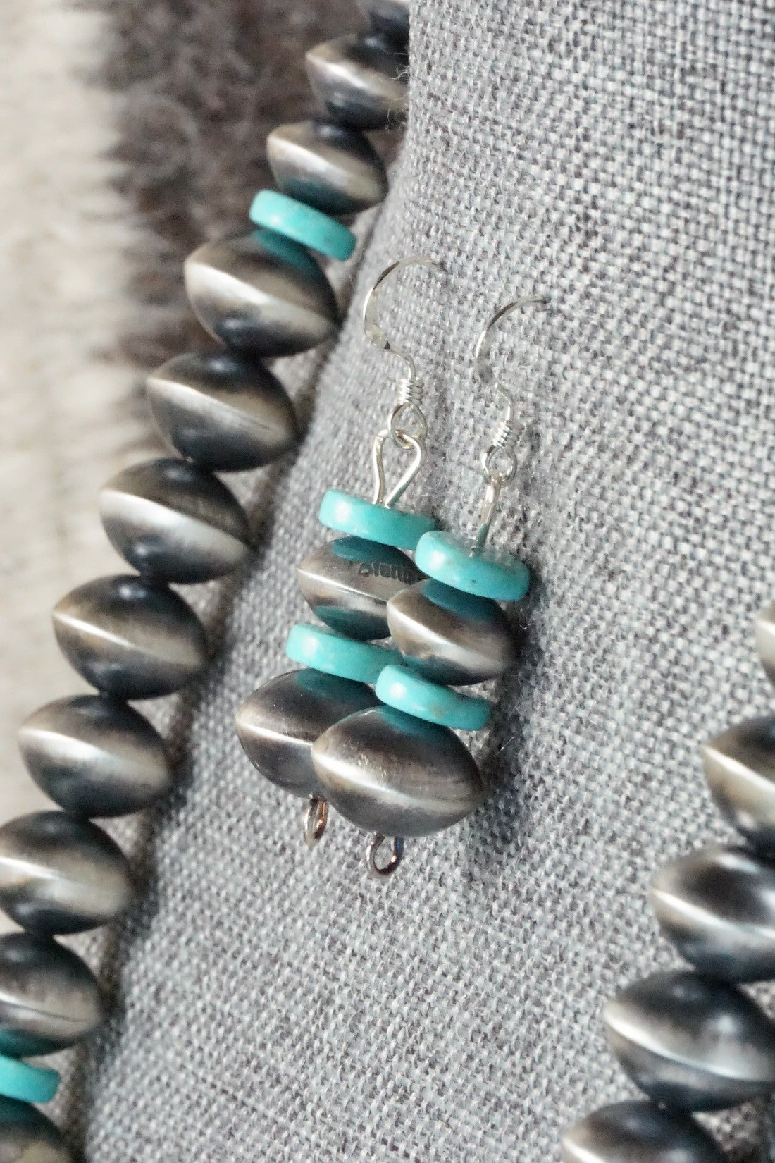 Turquoise & Sterling Silver Navajo Pearl Necklace Set - Sharon Cooley