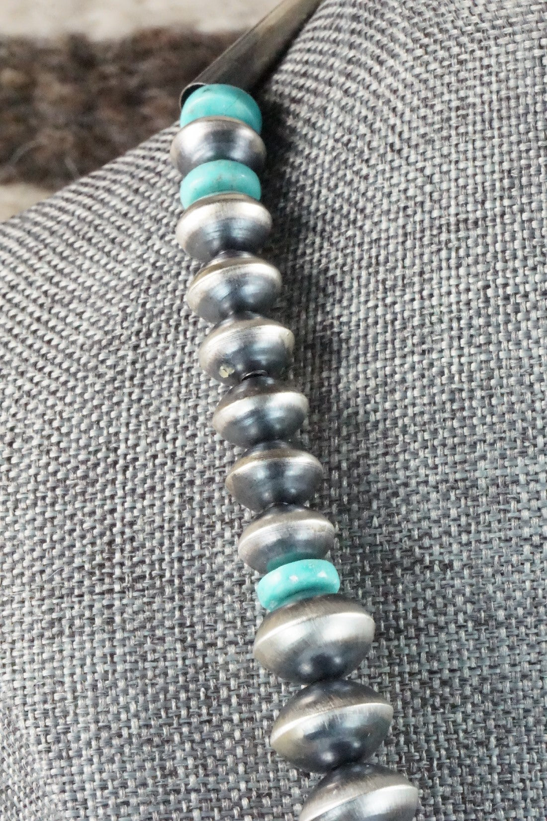 Turquoise & Sterling Silver Navajo Pearl Necklace Set - Sharon Cooley