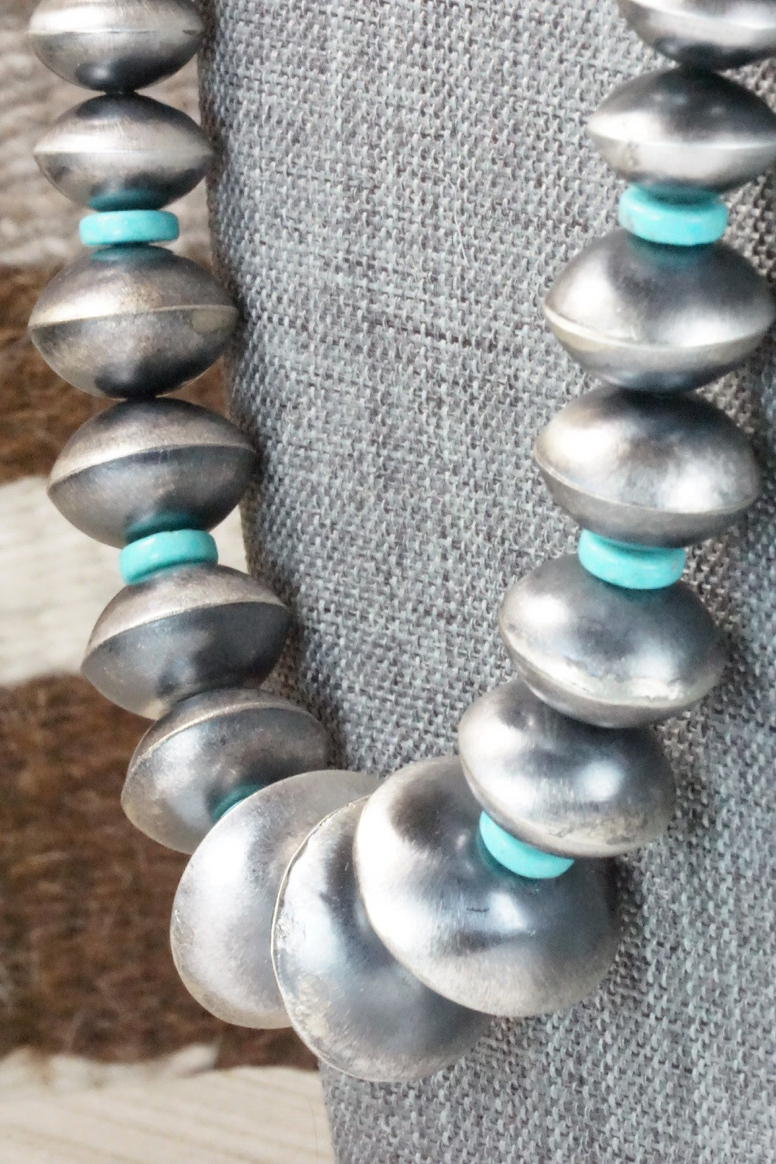 Turquoise & Sterling Silver Navajo Pearl Necklace Set - Sharon Cooley