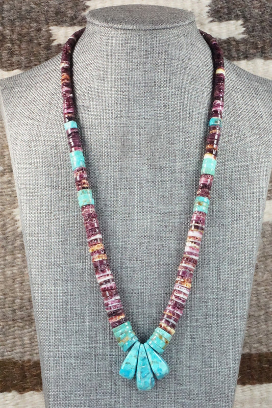 Turquoise & Spiny Oyster Necklace - Joe Garcia