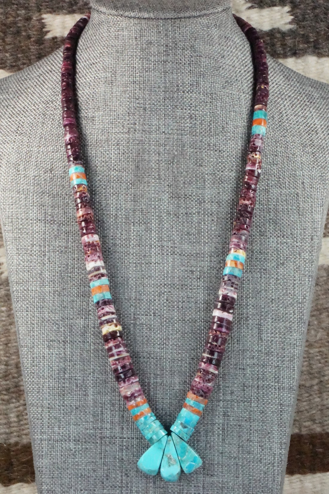 Turquoise & Spiny Oyster Necklace - Joe Garcia