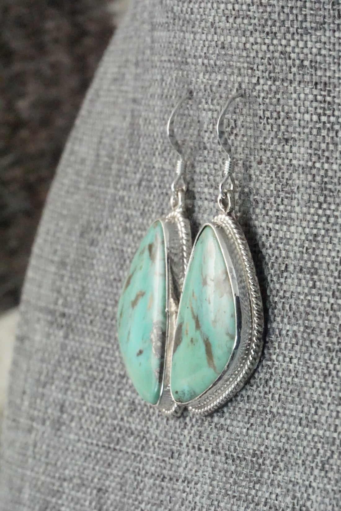 Turquoise & Sterling Silver Earrings - Lee Shorty