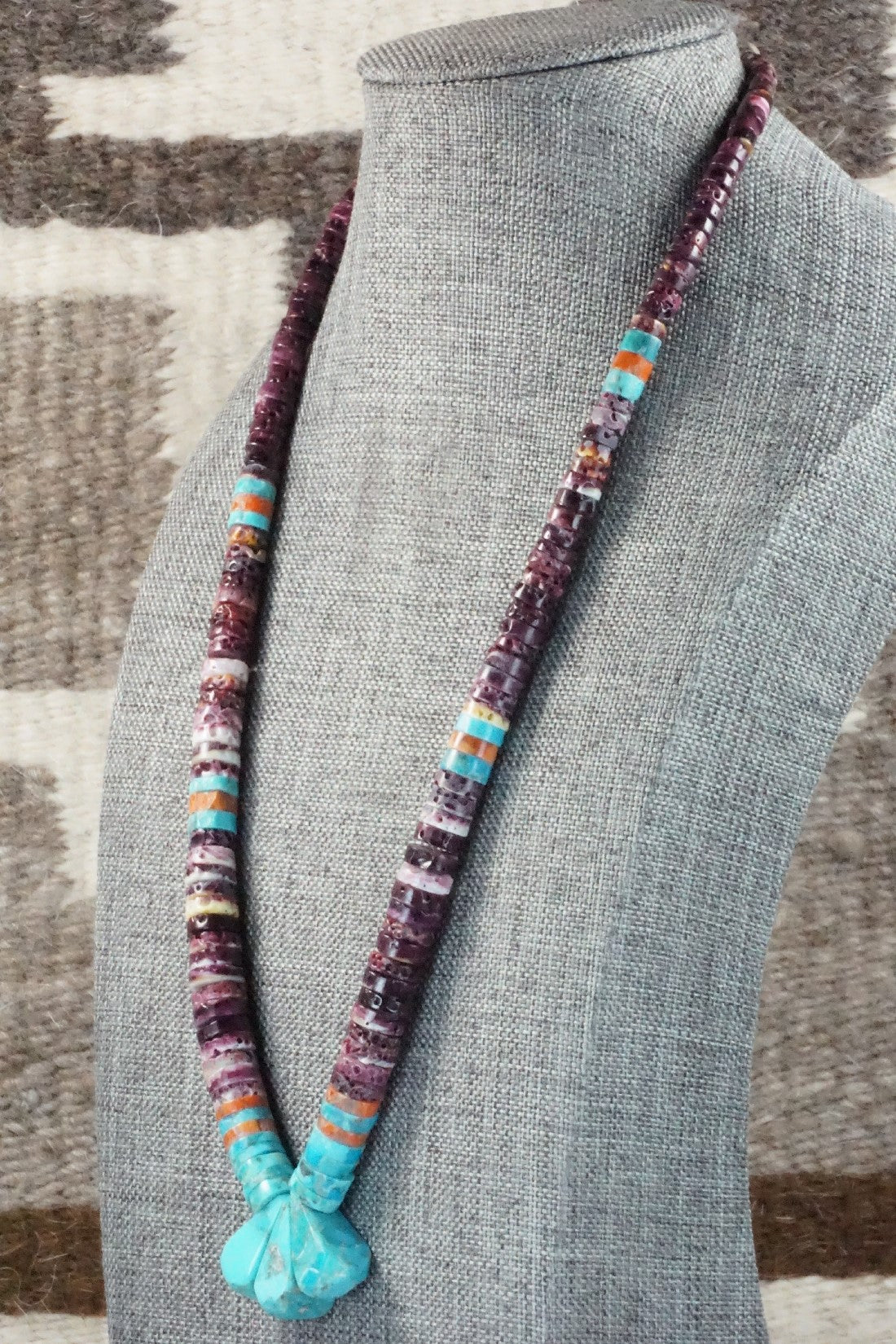 Turquoise & Spiny Oyster Necklace - Joe Garcia