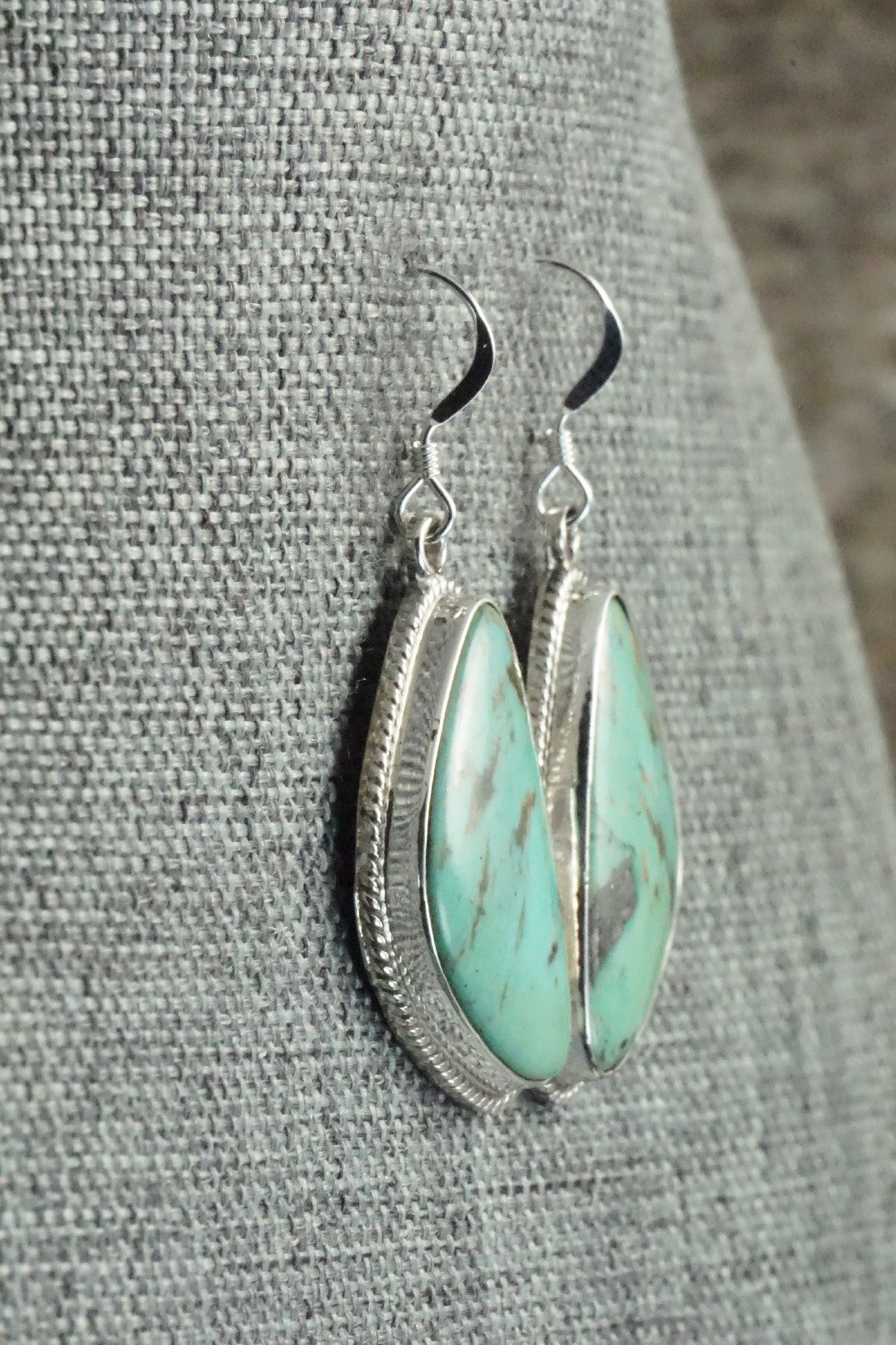 Turquoise & Sterling Silver Earrings - Lee Shorty