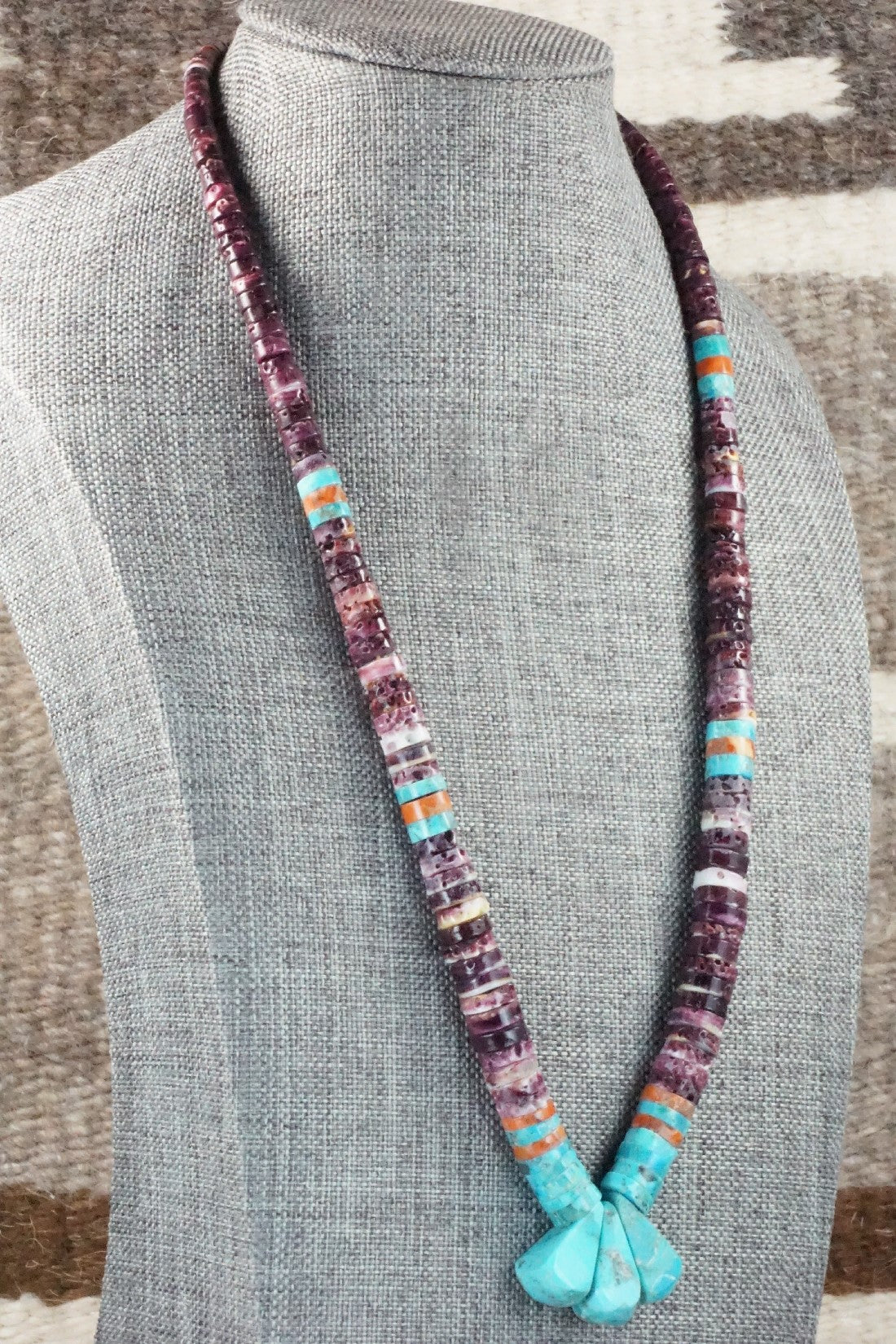 Turquoise & Spiny Oyster Necklace - Joe Garcia