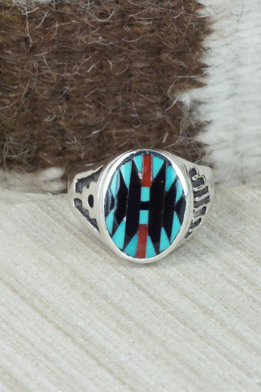 Multi Stone & Sterling Silver Inlay Ring - Charlotte Dishta - Size 11.75