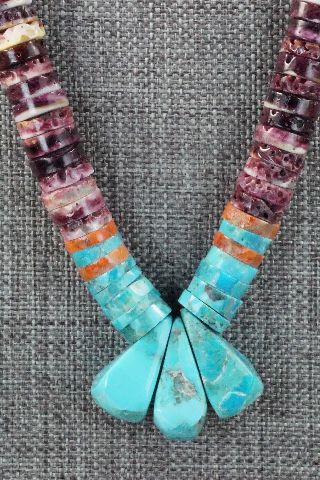 Turquoise & Spiny Oyster Necklace - Joe Garcia