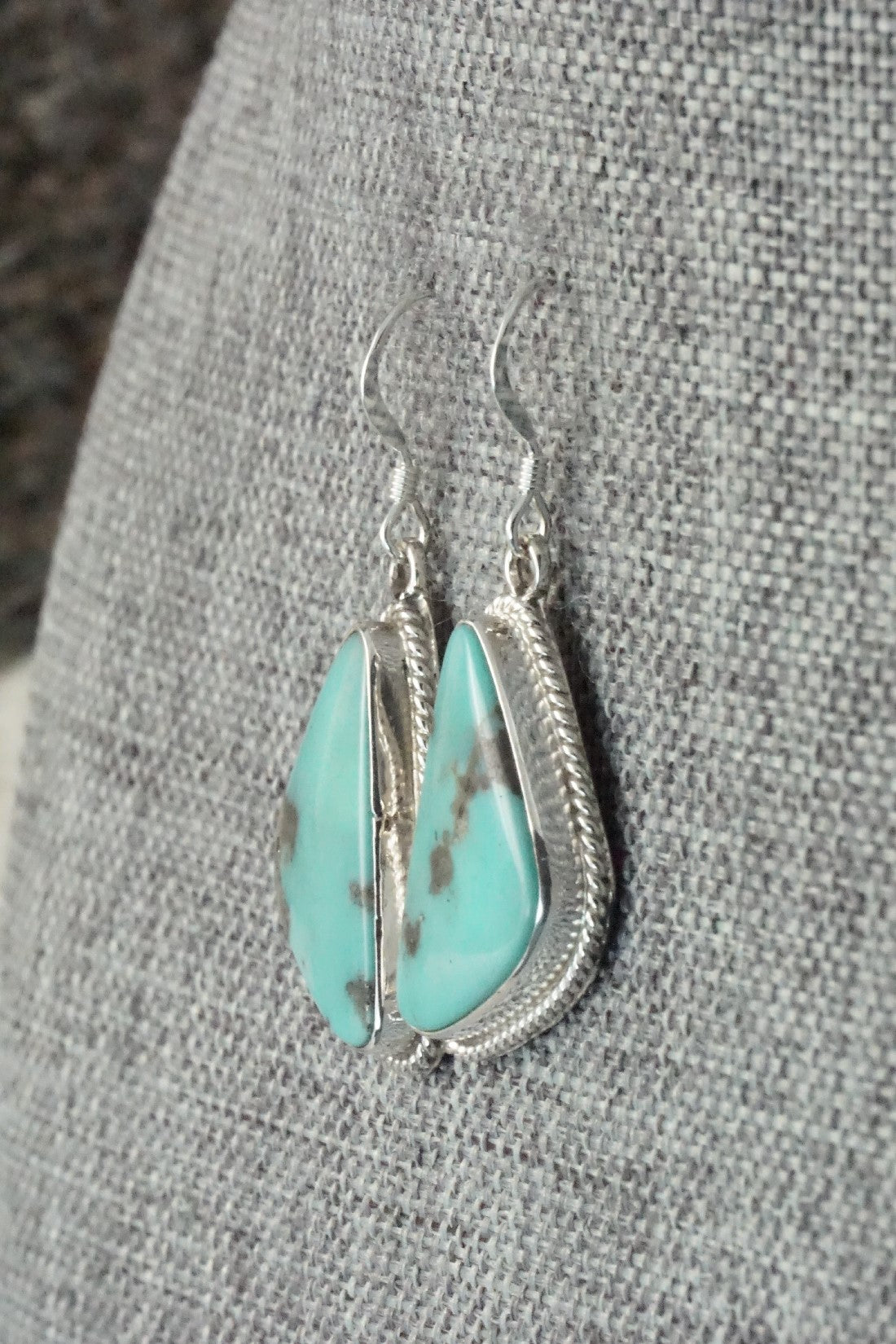 Turquoise & Sterling Silver Earrings - Lee Shorty