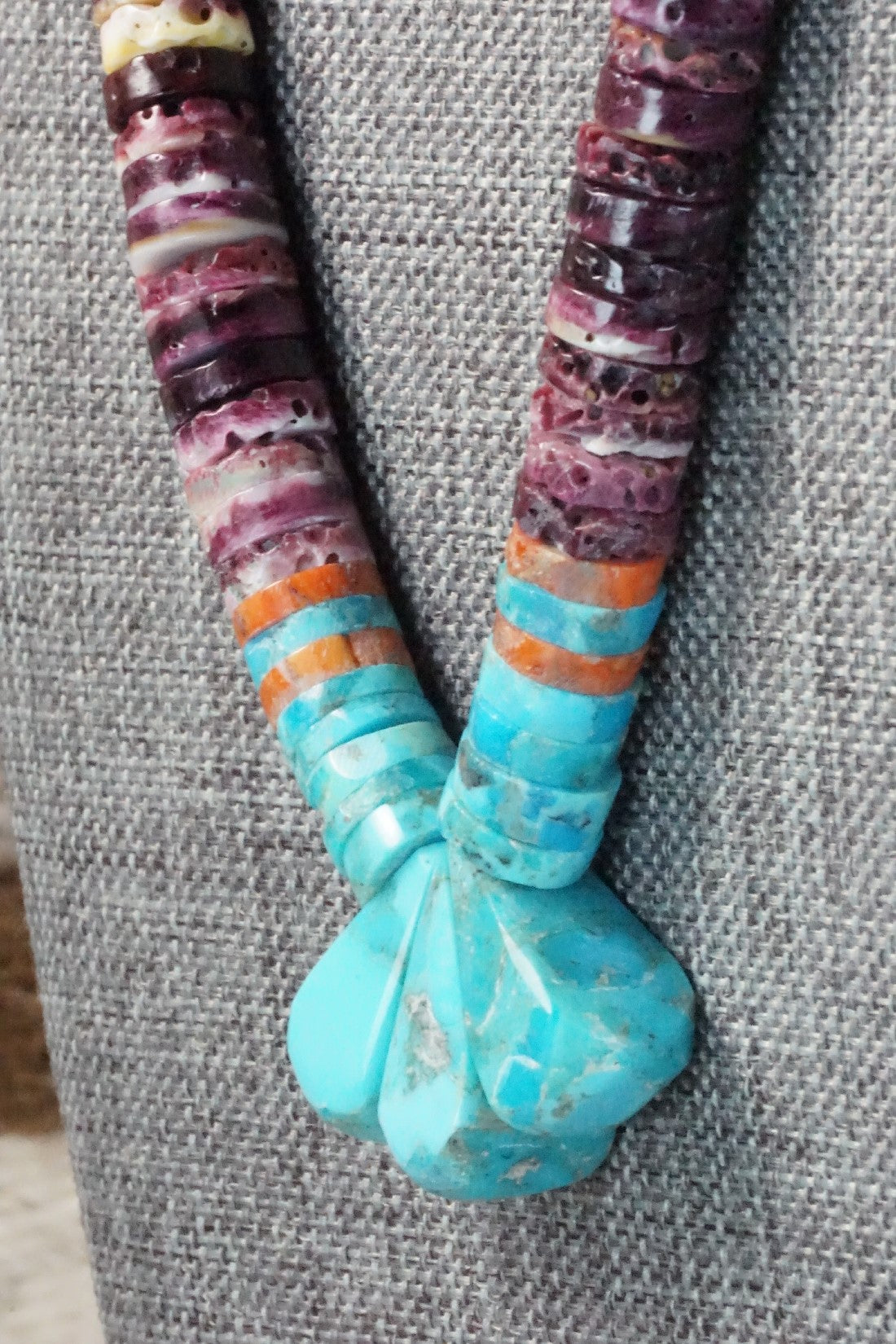 Turquoise & Spiny Oyster Necklace - Joe Garcia