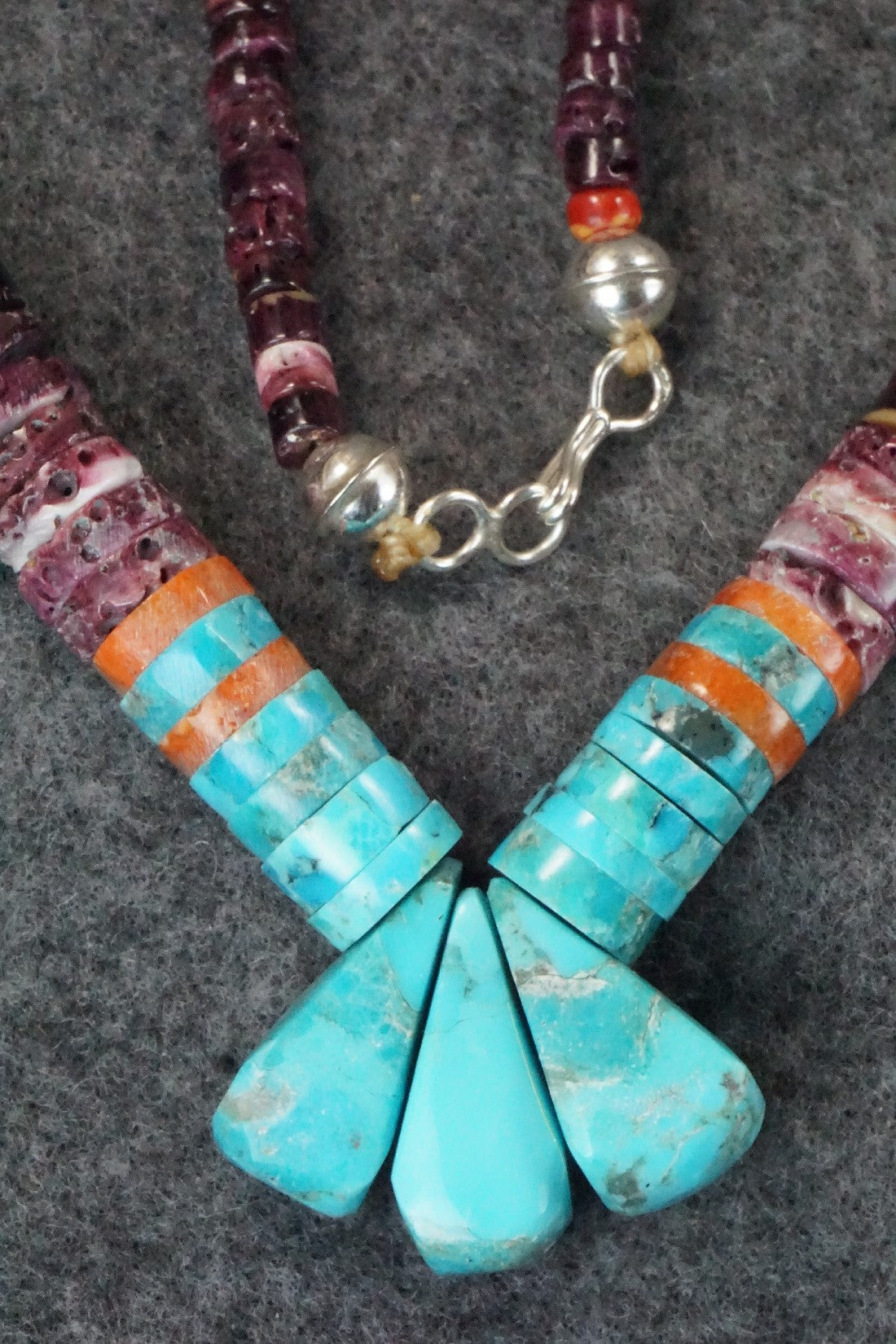Turquoise & Spiny Oyster Necklace - Joe Garcia