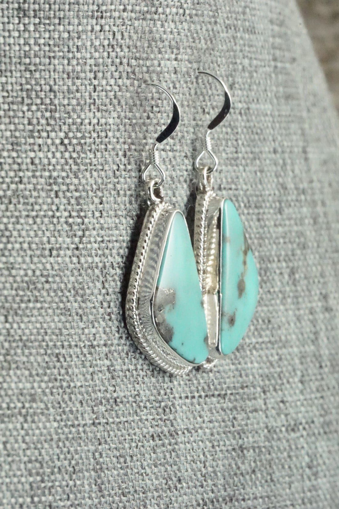 Turquoise & Sterling Silver Earrings - Lee Shorty