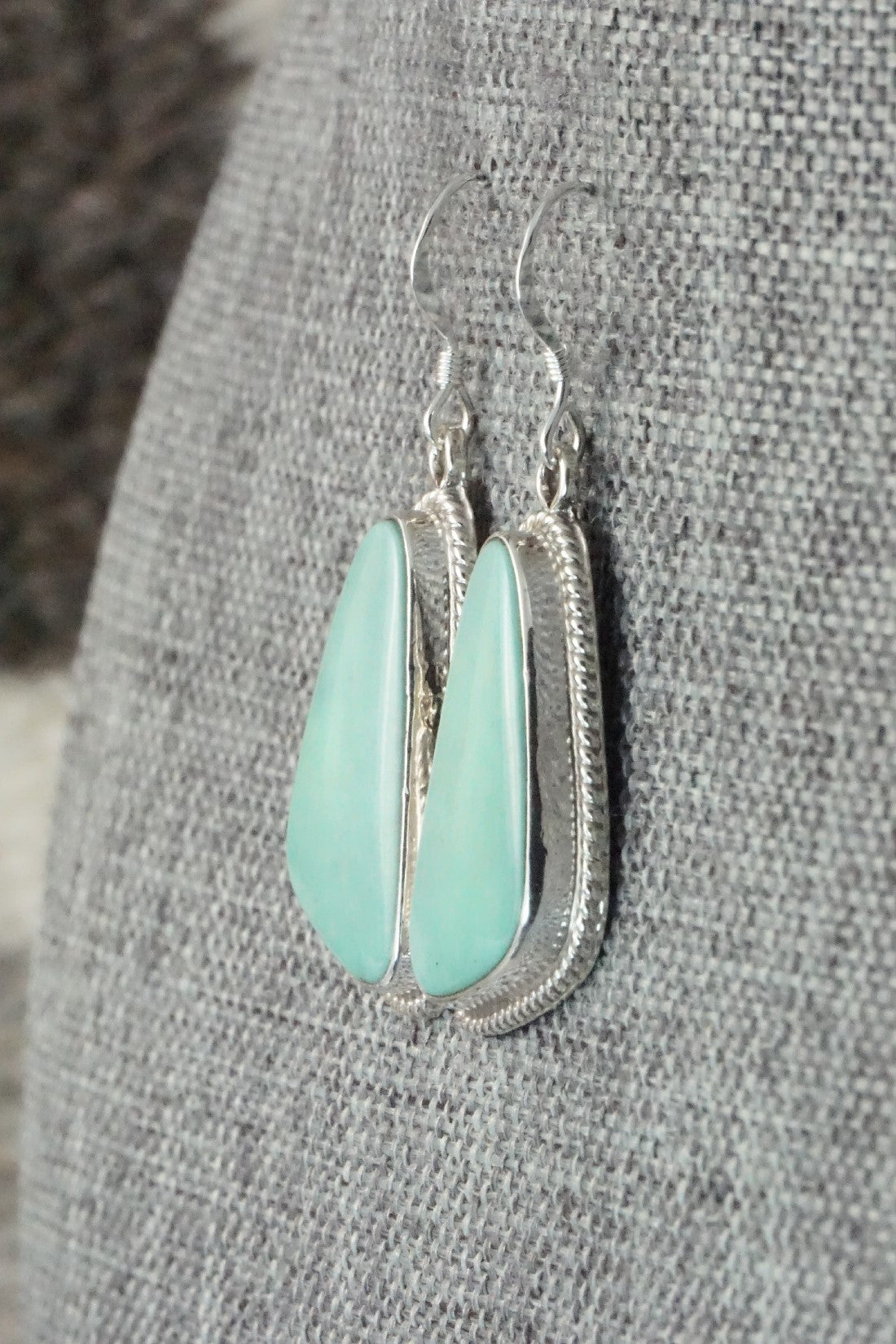 Turquoise & Sterling Silver Earrings - Lee Shorty
