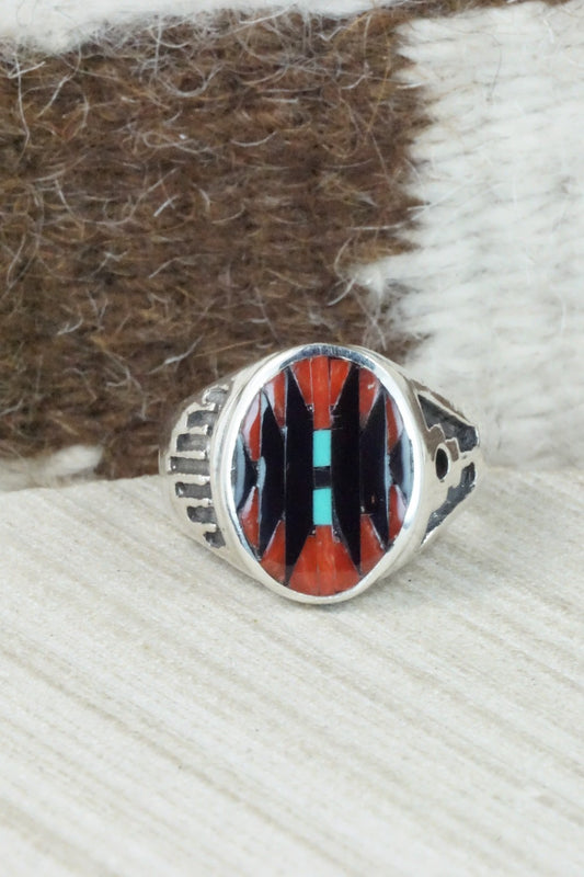 Multi Stone & Sterling Silver Inlay Ring - Charlotte Dishta - Size 12