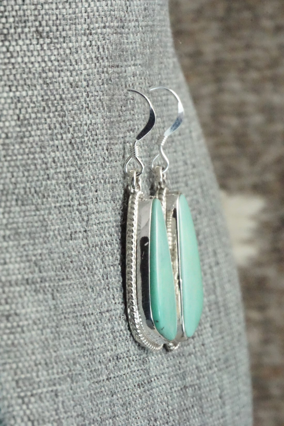 Turquoise & Sterling Silver Earrings - Lee Shorty