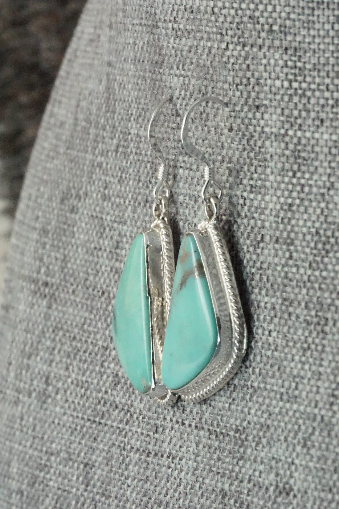 Turquoise & Sterling Silver Earrings - Lee Shorty