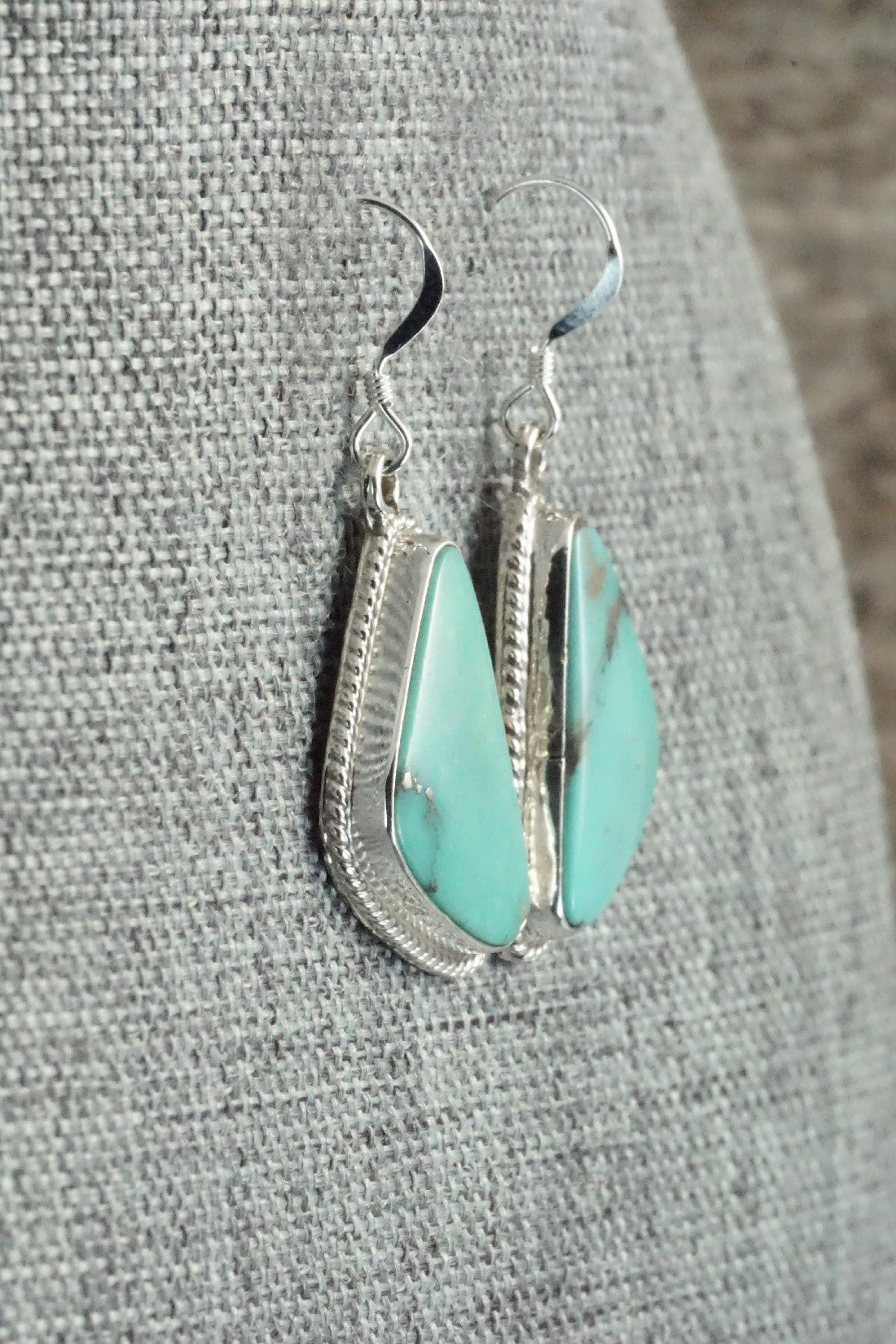 Turquoise & Sterling Silver Earrings - Lee Shorty