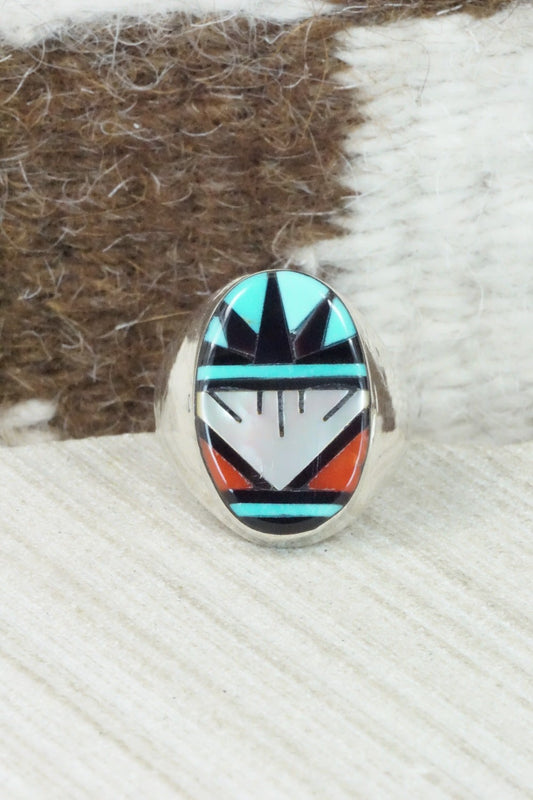 Multi Stone & Sterling Silver Ring - Leslie & Gladys Lamy - Size 10.5