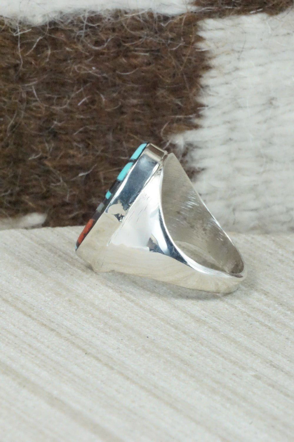 Multi Stone & Sterling Silver Ring - Leslie & Gladys Lamy - Size 10.5