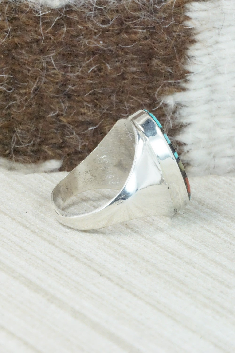 Multi Stone & Sterling Silver Ring - Leslie & Gladys Lamy - Size 10.5