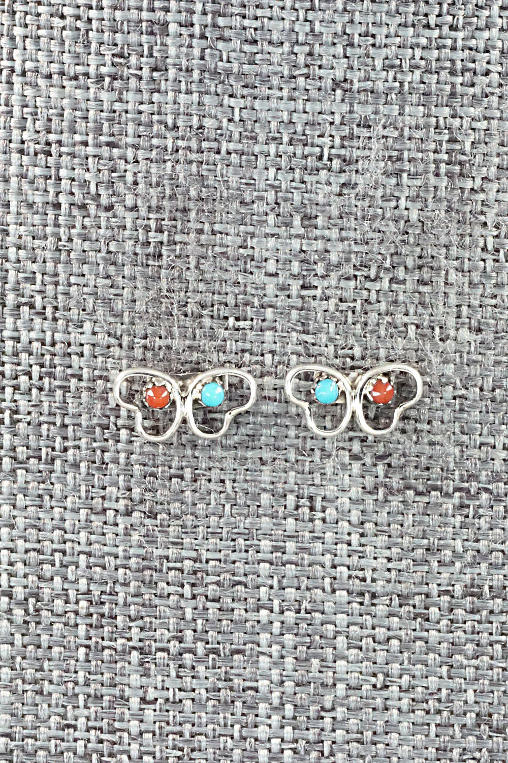 Turquoise, Coral & Sterling Silver Earrings - Dorothy Natachu