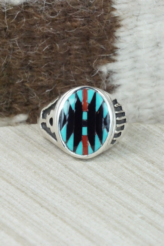 Multi Stone & Sterling Silver Inlay Ring - Charlotte Dishta - Size 12