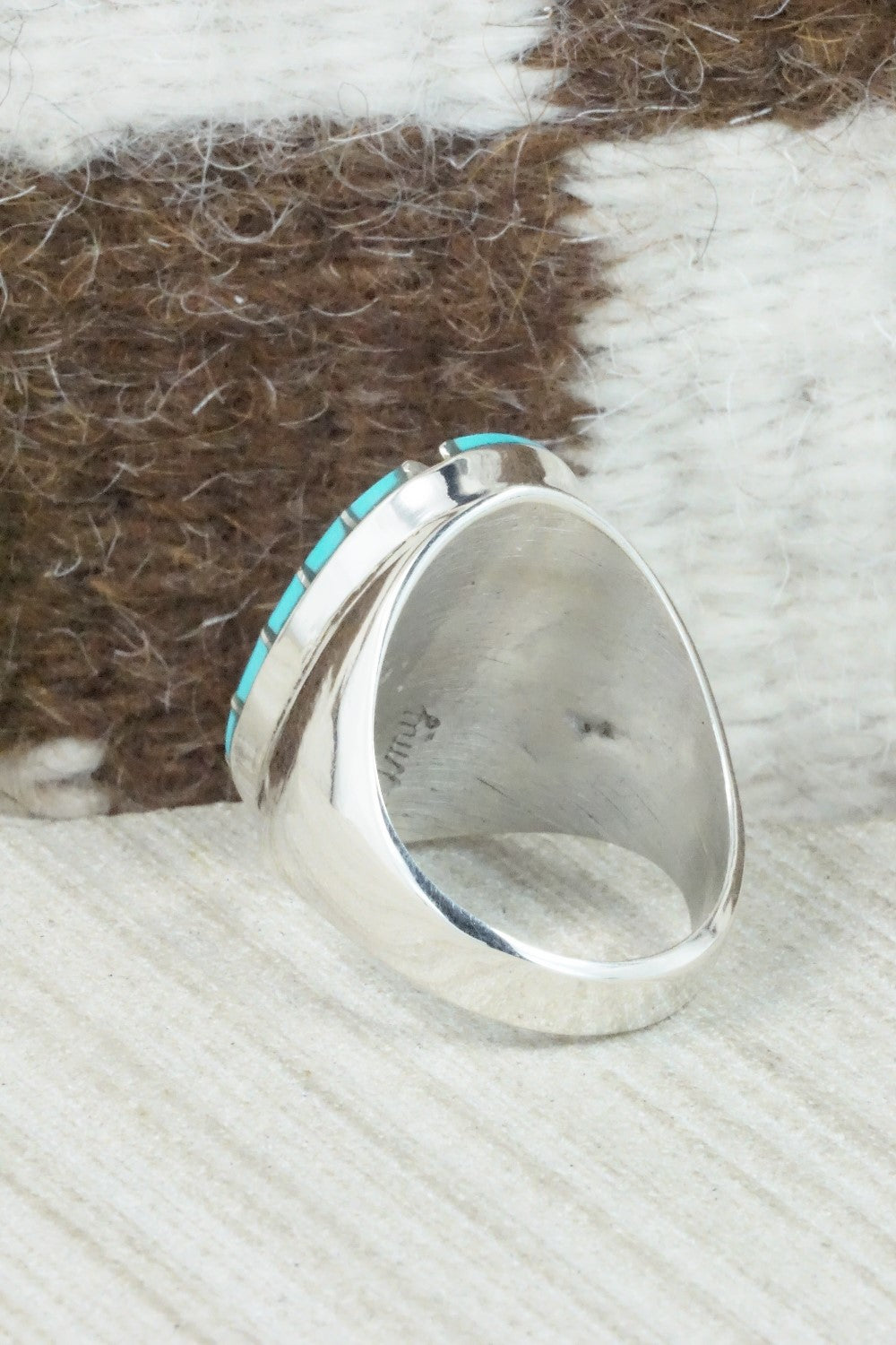 Turquoise & Sterling Silver Inlay Ring - Amy Wesley - Size 10