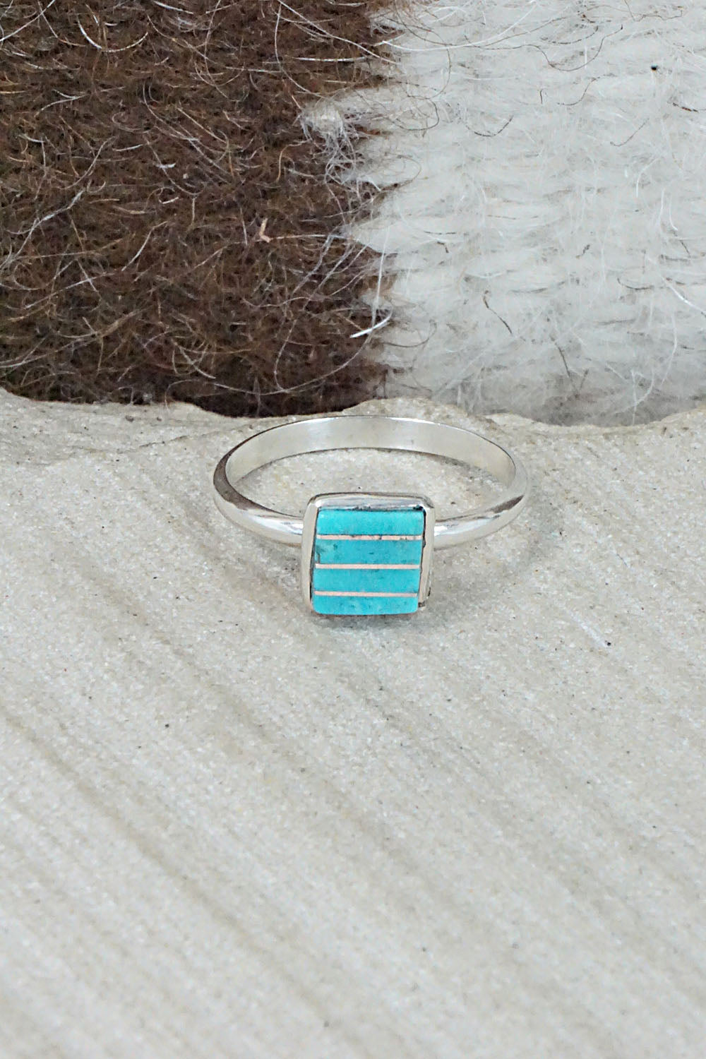 Turquoise & Sterling Silver Ring - Janelle Shebola - Size 7