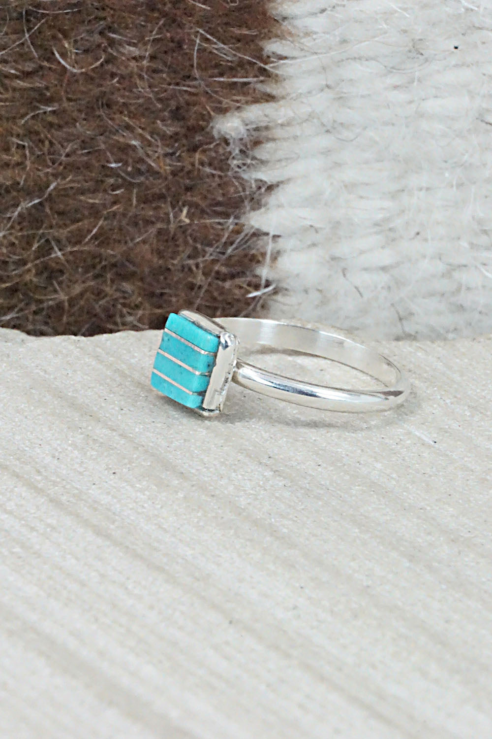 Turquoise & Sterling Silver Ring - Janelle Shebola - Size 5.75