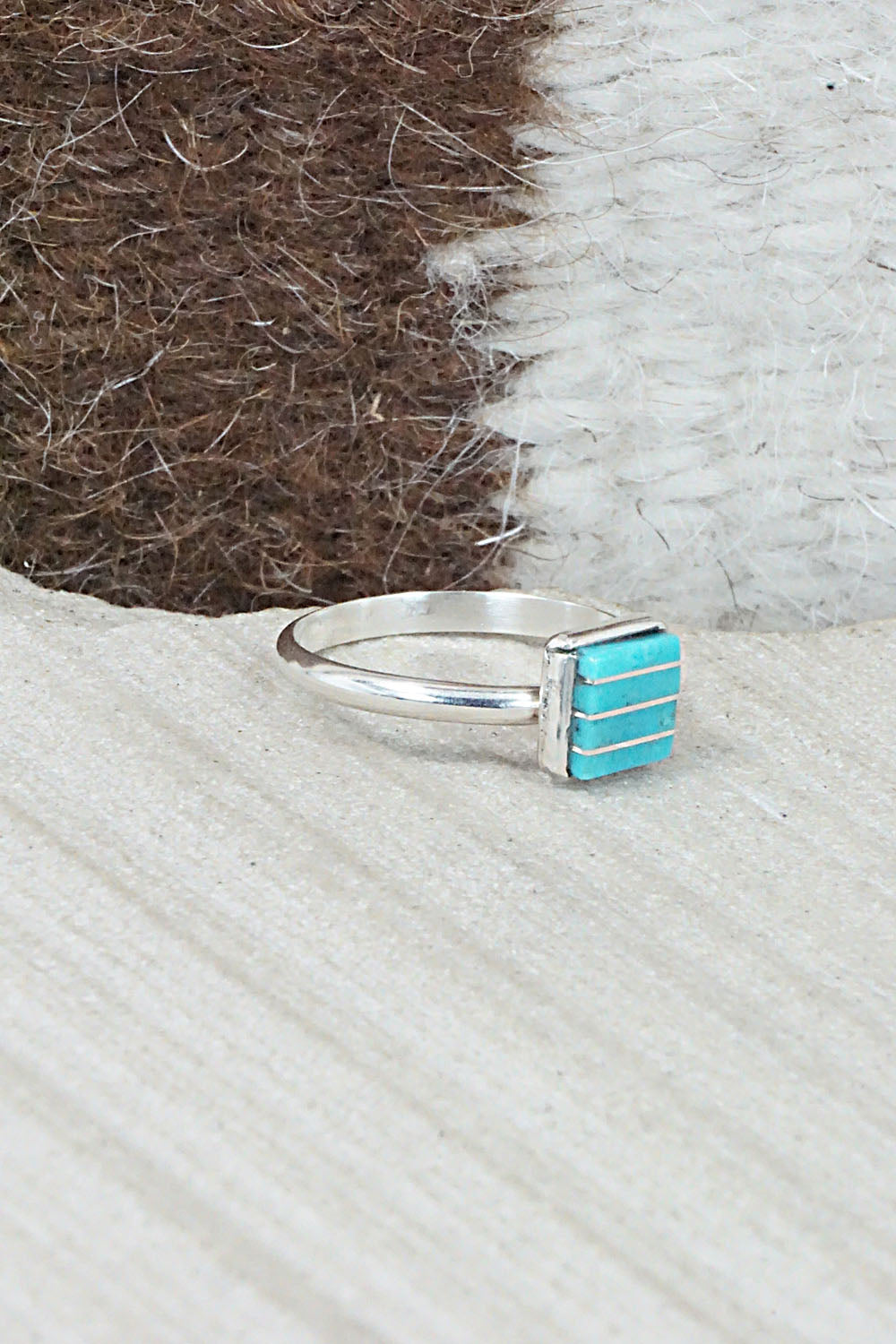 Turquoise & Sterling Silver Ring - Janelle Shebola - Size 8.5